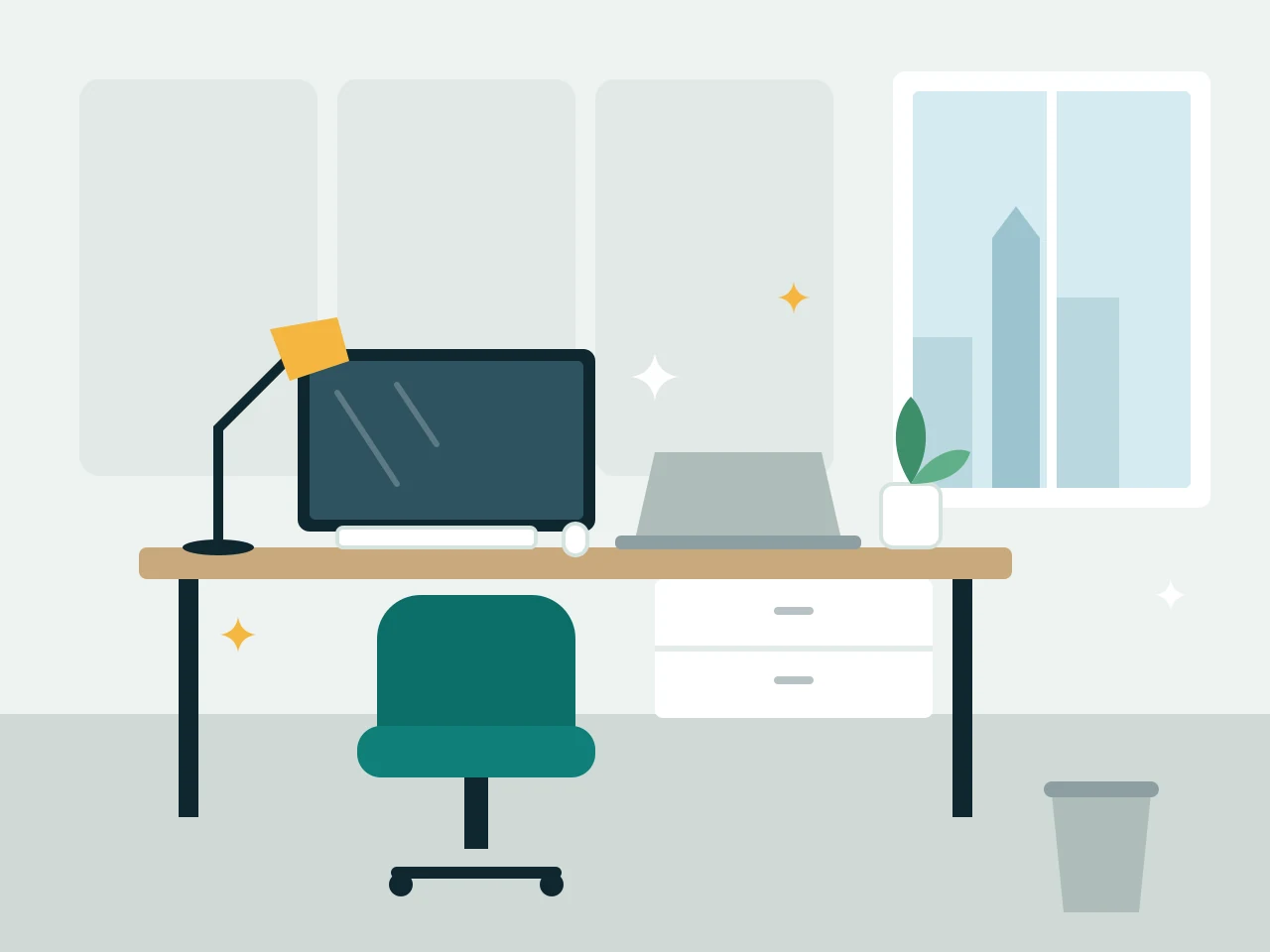 Clean, organised office workspace